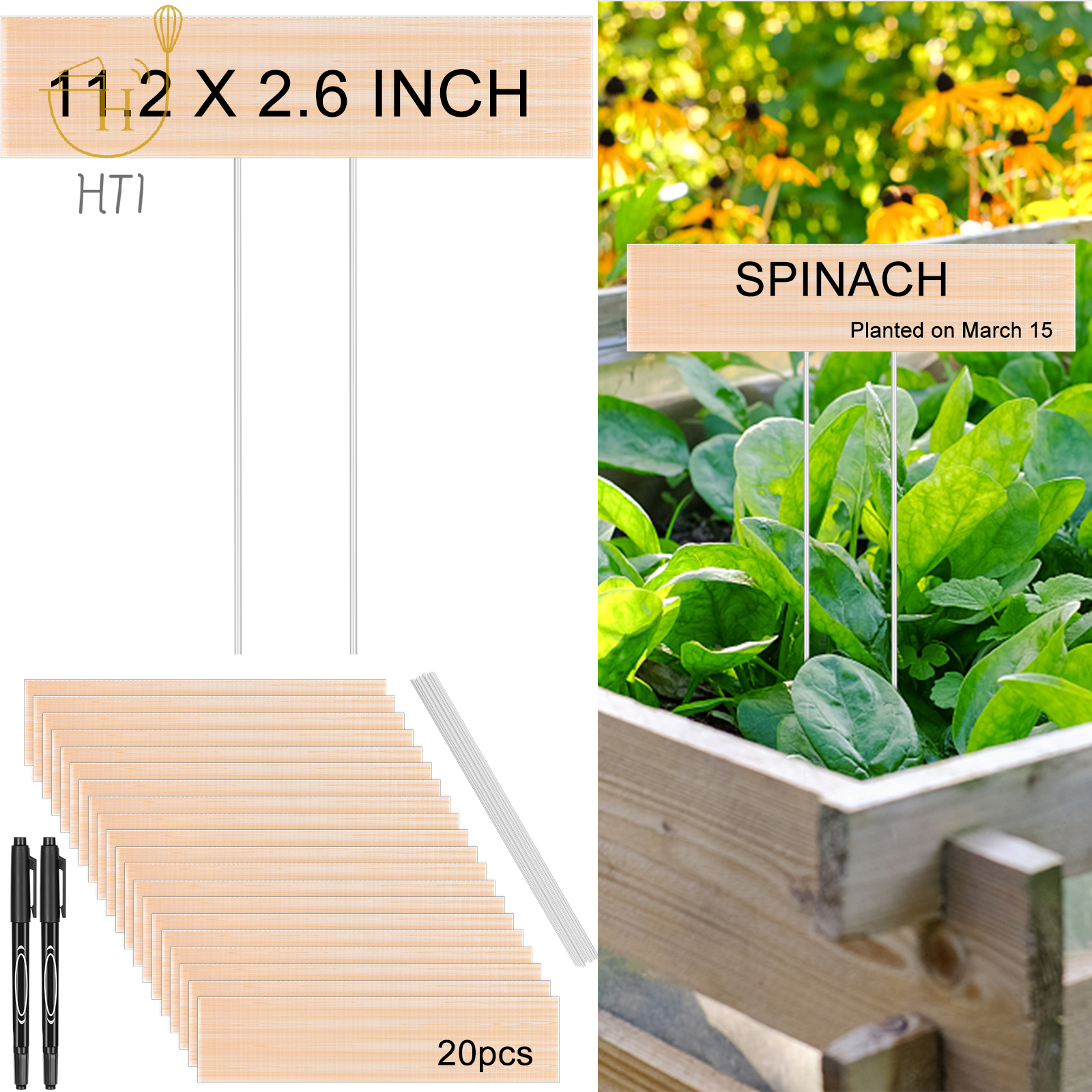 Plant Label Tags - 20 Set Jumbo Outdoor Plant Label